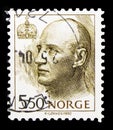 Postage stamp printed in Norway shows King Harald V, Queen Sonja and King Harald V serie, circa 1993