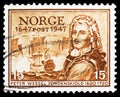 Postage stamp printed in Norway shows Peter Wessel Tordenskiold (1690-1720), Postal Service serie, circa 1947 Royalty Free Stock Photo