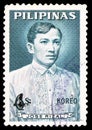 Postage stamp printed in Philippines shows Jose Rizal (overprint 4c on 6c)(1861-1896), serie, circa 1967