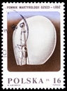 Postage stamp printed in Poland shows Broken Heart Monument, Lodz, circa 1984
