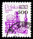 Postage stamp printed in Poland shows Gdansk, 1652 - surcharged, City Landmarks serie, circa 1989