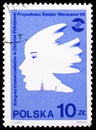 Postage stamp printed in Poland shows Profile, Emblem Sigismond III Column, Royal Castle Tower, serie, circa 1986