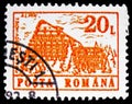 Postage stamp printed in Romania shows Hotel Alpin, Poiana Brasov, Hotels serie, circa 1991