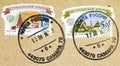 Postage stamp printed in Russia with stamp of Samara town shows Novgorod and Astrakhan Kremlins, serie, circa 2009 Royalty Free Stock Photo