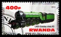 Postage stamp printed in Rwanda shows Lenr Gresley class A3, Steam locomotives serie, circa 2013