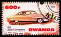 Postage stamp printed in Rwanda shows Lincoln Cosmopolitan 1950, Vintage cars serie, circa 2013
