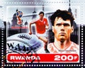 Postage stamp printed in Rwanda shows Marco van Basten, Greatest Footballers serie, circa 2017
