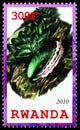 Postage stamp printed in Rwanda shows Shellfish, Mytilus trossulus, Shells serie, circa 2010 Royalty Free Stock Photo
