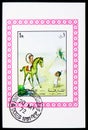 Postage stamp printed in Sharjah shows North American Indians, Children of different nations: Drawings serie, circa 1972