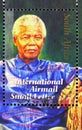 Postage stamp printed in South Africa shows Nelson Mandela, 90th Birthday of Nelson Mandela serie, circa 2008 Royalty Free Stock Photo