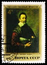 Postage stamp printed in Soviet Union Russia shows Portrait of an Actor Domenico Fetti, Italian Paintings in Hermitage Museum