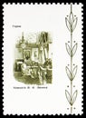 Postage stamp printed in Soviet Union Russia shows Room in Gorki house, Birth Centenary of V.I. Lenin serie, No face value,