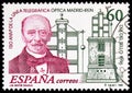 Postage stamp printed in Spain shows J.M. Mathe Aragua, Stamp Day, serie, circa 1996