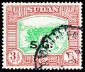 Postage stamp printed in Sudan shows Nuba Wrestlers, Issues of Sudan serie, circa 1951 Royalty Free Stock Photo