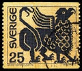Postage stamp printed in Sweden shows Griffin (panel from GrÃÂ¶dinge Tapestry), Definitives 1971-72 serie, circa 1971