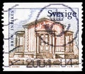 Postage stamp printed in Sweden shows House, No Face Value, Garden follies serie, circa 2003