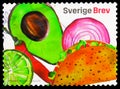 Postage stamp printed in Sweden shows Mexican food, Food in Sweden serie, circa 2016