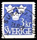 Postage stamp printed in Sweden shows Three Crowns, serie, circa 1964