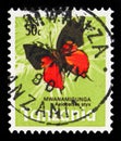 Postage stamp printed in Tanzania shows Lycaenid Butterfly (Axiocerses styx), Butterflies serie, 50 Tanzanian senti, circa 1973