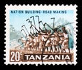 Postage stamp printed in Tanzania shows Road Building, Country Motifs serie, circa 1965