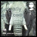 Postage stamp printed in United Kingdom shows African Elephant Loxodonta africana, World Wildlife Fund serie, circa 2011 Royalty Free Stock Photo