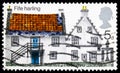 Postage stamp printed in United Kingdom shows Fife Harling, British Rural Architecture serie, circa 1970