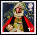 Postage stamp printed in United Kingdom shows Madonna and Child (Marianne Stokes), Christmas 2005 - Madonna and Child Paintings