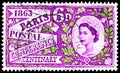 Postage stamp printed in United Kingdom shows Paris conference, serie, circa 1963