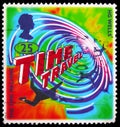 Postage stamp printed in United Kingdom shows The Time Machine, Science Fiction, Novels by H.G. Wells serie, circa 1995