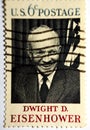 A postage stamp printed in United States Of America shows Dwight D. Eisenhower, politician, general and president circa 1969