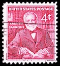 Postage stamp printed in United States shows Andrew Carnegie, serie, circa 1960