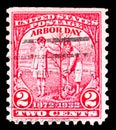 Postage stamp printed in United States shows Boy and Girl Planting Tree, Arbor Day Issue serie, circa 1932