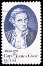 Postage stamp printed in United States shows Captain Cook, by Nathaniel Dance, serie, circa 1978