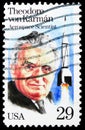 Postage stamp printed in United States shows Doctor Theodore von Karman (1881-1963) Rocket Scientist, serie, circa 1992
