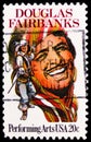 Postage stamp printed in United States shows Douglas Fairbanks, Performing Arts Series serie, circa 1984