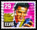 Postage stamp printed in United States shows Elvis Presley, American Music Series serie, 29 United States cents, circa 1993