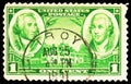 Postage stamp printed in United States shows Generals George Washington, Nathanael Greene and Mt. Vernon, Army Issue serie, circa Royalty Free Stock Photo