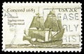 Postage stamp printed in United States shows German Immigration - Concord 1683, US-Germany serie, 20 ÃÂ¢ - United States cent,