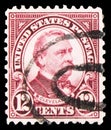 Postage stamp printed in United States shows Grover Cleveland (1837-1908), 22nd and 24th US President, 1922-1926 Regular Issue