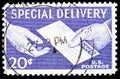 Postage stamp printed in United States shows Hands and Letter, Special Delivery - Hand delivered serie, circa 1954