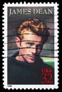 Postage stamp printed in United States shows James Dean, Legends of Hollywood serie, circa 1996 Royalty Free Stock Photo