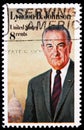 Postage stamp printed in United States shows Lyndon B. Johnson 1908-1973, 36th President, serie, circa 1973 Royalty Free Stock Photo