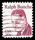 Postage stamp printed in United States shows Ralph Bunche, Great Americans serie, circa 1982 Royalty Free Stock Photo