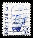 Postage stamp printed in United States shows Robert Millikan, Great Americans serie, 37 c - United States cent, circa 1982 Royalty Free Stock Photo