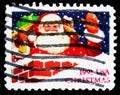 Postage stamp printed in United States shows Santa Claus in Chimney, Christmas serie, circa 1991