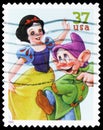 Postage stamp printed in United States shows Snow White, Dopey, Disney Characters serie, circa 2005 Royalty Free Stock Photo