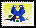 Postage stamp printed in United States shows True Blue Love, Love serie, circa 2006 Royalty Free Stock Photo