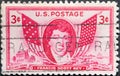 A postage stamp printed in the US showing a portrait of Francis Scott Key, American flags Ã¢â¬ÅThe Star Spangled Ba