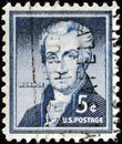 Postage stamp printed in the USA showing James Monroe (1758-1831) Royalty Free Stock Photo