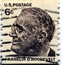 A postage stamp printed in USA shows Portrait of Franklin Delano Roosevelt FDR The 32nd president of USA circa 1966 Royalty Free Stock Photo